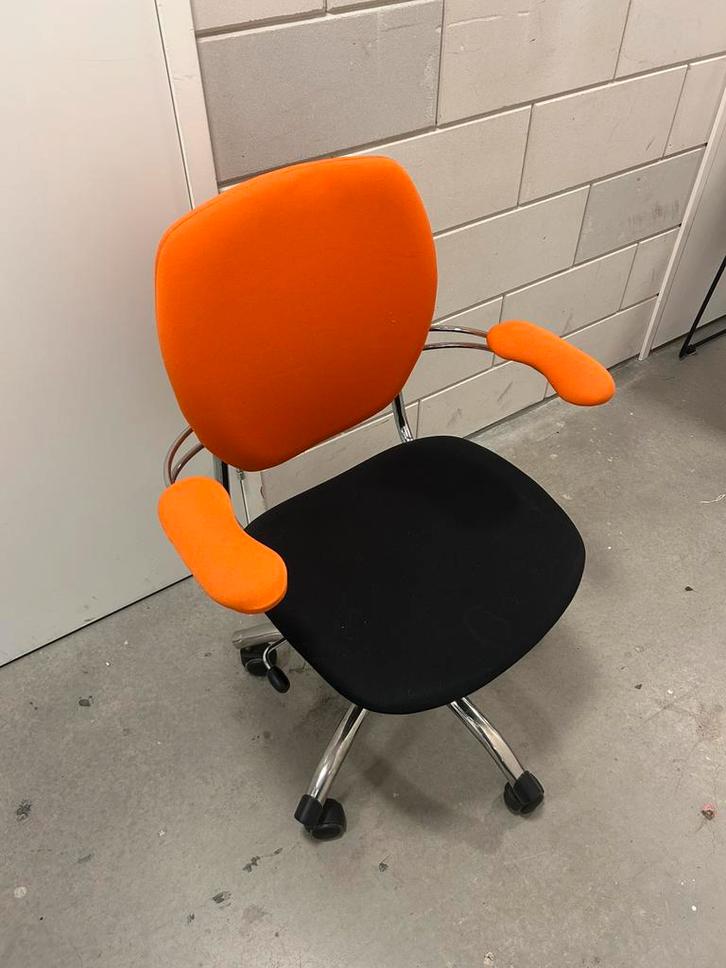 Chroom oranje designer vintage space age bureaustoel, Huis en Inrichting, Bureaustoelen, Zo goed als nieuw, Bureaustoel, Oranje