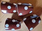 BEKERS BRUIN GESTIPT POLKADOT 4x, Huis en Inrichting, Keuken | Servies, Ophalen of Verzenden, Nieuw, Overige stijlen, Kop(pen) en/of Schotel(s)