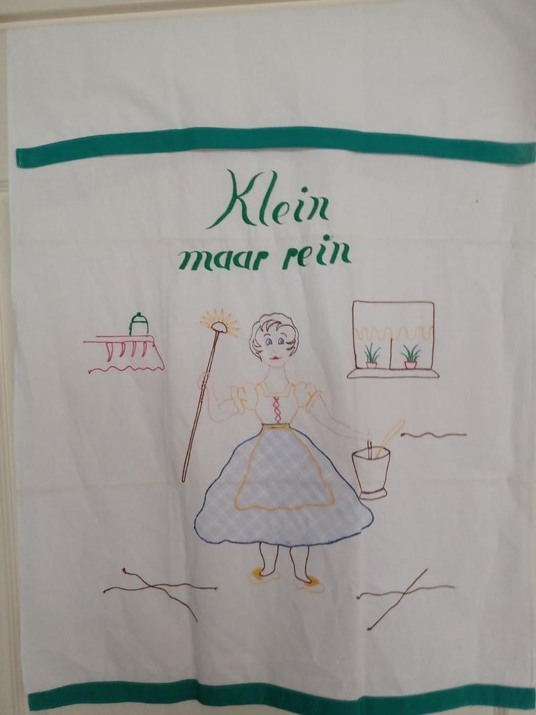 Geborduurde overhanddoek, Huis en Inrichting, Keuken | Textiel, Ophalen of Verzenden, Gebruikt