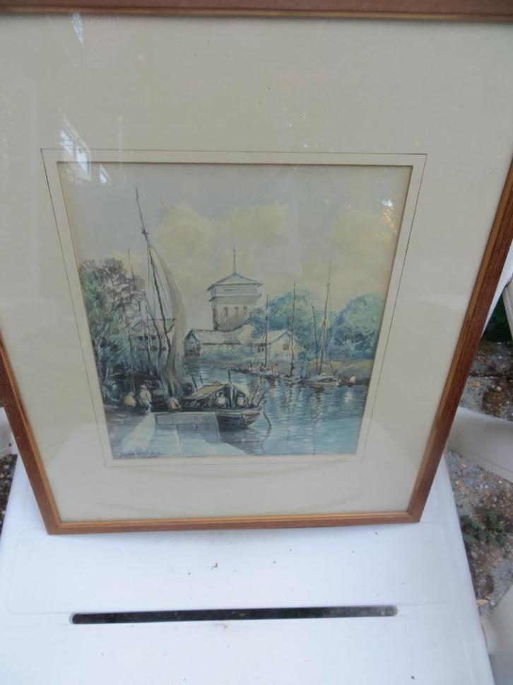 SOEWARDJA, Mooi Indonesisch buiten tafereel o/h water, Antiek en Kunst, Kunst | Niet-Westerse kunst, Ophalen of Verzenden