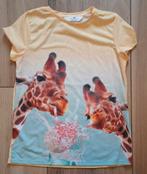 H&M T-shirt Geel Giraffen Maat 158-164, Jongen of Meisje, H&M, Ophalen of Verzenden, Zo goed als nieuw