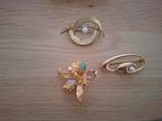 Vintage Gouden Broches met Parels, Gebruikt, Minder dan 4 cm, Ophalen of Verzenden, Goud