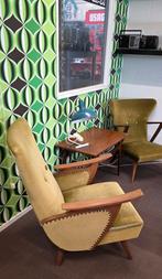 set van 2 vintage fauteuils met teakhout Mid-Century, Ophalen