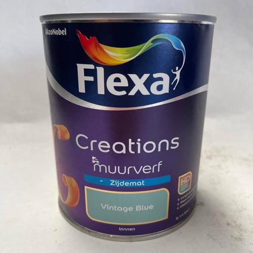 Flexa Creations Muurverf Vintage Blue Blauw Zijdemat 1L, Doe-het-zelf en Verbouw, Verf, Beits en Lak, Nieuw, Verf, Minder dan 5 liter
