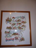 hand geborduurde boerderijen in mooie lijst z.g.a.n., Ophalen