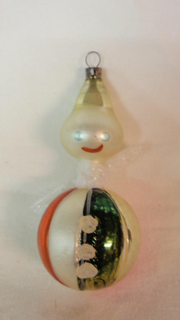 Oude glazen kerstbal czechoslowakije clown, Diversen, Kerst, Gebruikt, Ophalen of Verzenden