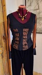 Prachtige top / blouse met zijden van Zaek maat L, Maat 38/40 (M), Zaek, Zwart, Nieuw