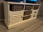 TV kast met 4 rieten manden, Louvre deurtje, en 2 lades, Ophalen, Gebruikt, Landelijk, 25 tot 50 cm