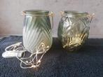 2 groene potjes met lichtjes, Ophalen of Verzenden, Zo goed als nieuw, Overige materialen, Minder dan 25 cm