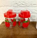 Gulf vintage voorraadpotten met appeldecor + roomstel., Ophalen of Verzenden, Zo goed als nieuw