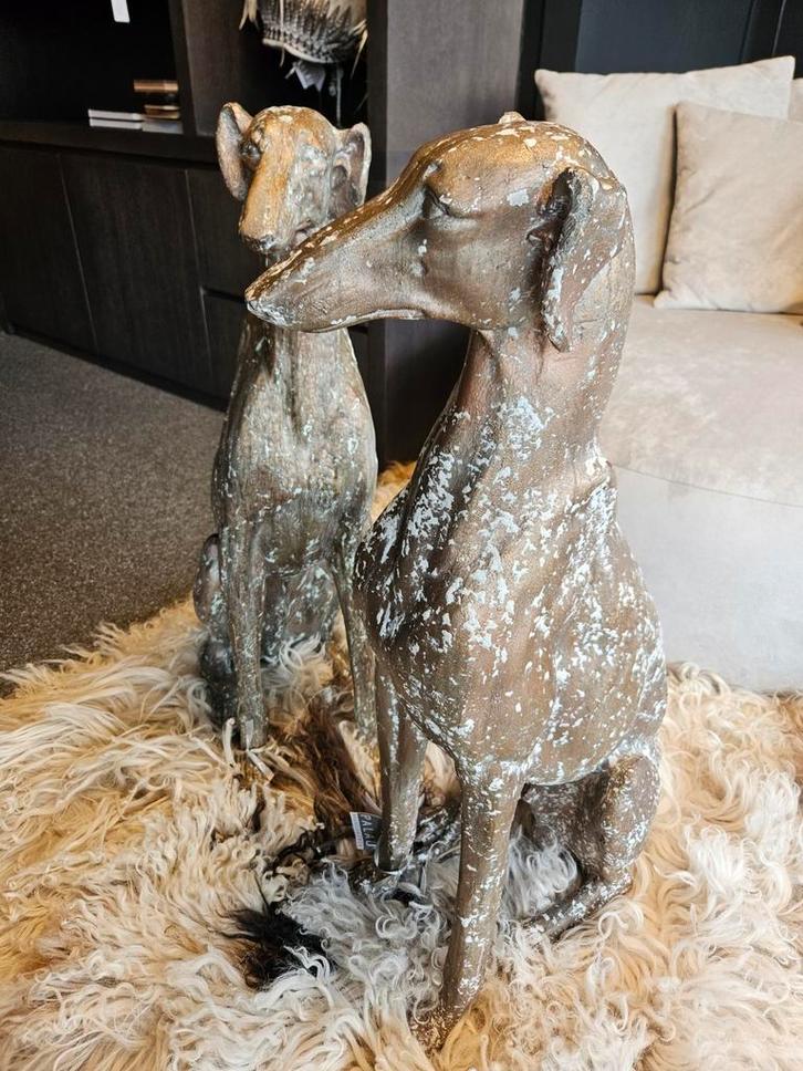 Beeld windhond bronskleur polyester, Verzamelen, Beelden en Beeldjes, Nieuw, Dier, Ophalen of Verzenden