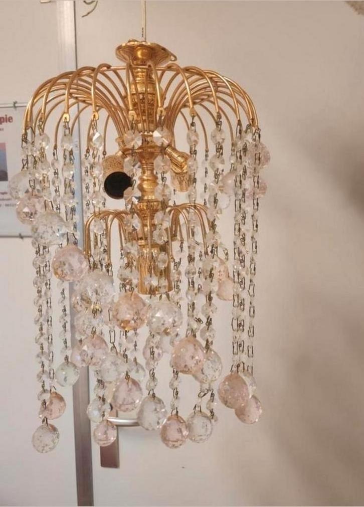 Kristallen hanglamp 60cm hoog, Huis en Inrichting, Lampen | Kroonluchters, Zo goed als nieuw, Ophalen of Verzenden