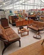 Vintage Danish sofa met leren kussens 'Coja', Ophalen, ., Minder dan 75 cm, Driepersoons