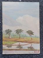 Arthur Eland (1884-1948) - Java Indonesië - landschap Sawa's, Antiek en Kunst, Ophalen of Verzenden