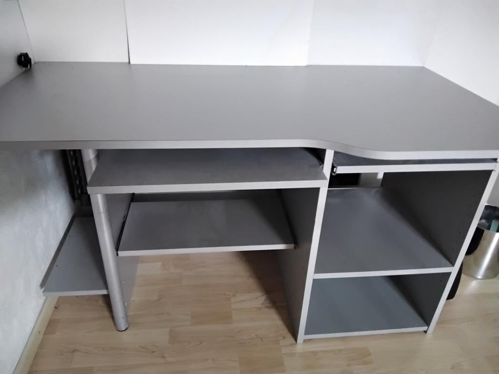 Grijs bureau met uitschuifbare planken (120-130cm), Ophalen of Verzenden