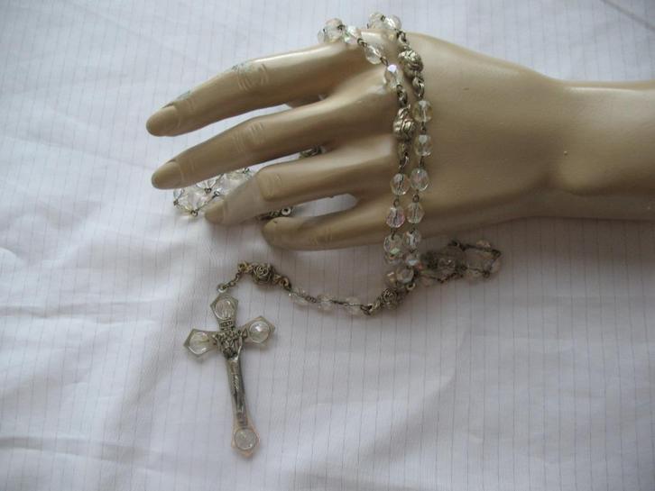 Oud Gebed Rozenkrans met Kristalkralen  * Italy * BVaN *, Verzamelen, Religie, Overige typen, Ophalen of Verzenden