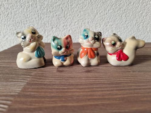 4 zeer Zeldzame Vintage Katten Puntenslijpers Hout Keramiek, Verzamelen, Complete verzamelingen en Collecties, Verzenden