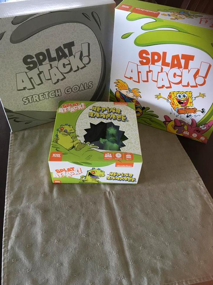 Splat Attack! Bordspel - Nickelodeon All-Stars, Hobby en Vrije tijd, Gezelschapsspellen | Bordspellen, Zo goed als nieuw, Een of twee spelers