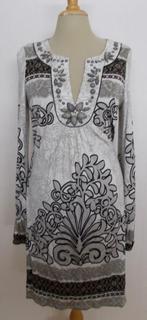 Mooi zwart/grijs/bruin bewerkt jurkje van Hale Bob! M, Maat 38/40 (M), Bruin, Verzenden, Zo goed als nieuw