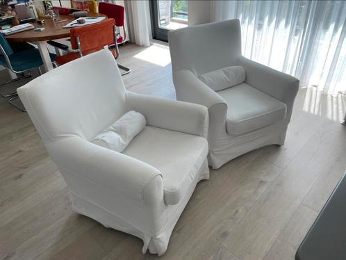 Ektorp 2x witte fauteuil Ikea, Huis en Inrichting, Fauteuils, Gebruikt, Stof, 75 tot 100 cm, 75 tot 100 cm, Ophalen