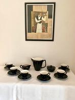 Orgineel gaaf 1950 zwart stip koffie/thee servies 9-delig, Antiek en Kunst, Antiek | Servies compleet, Ophalen of Verzenden