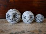 Set 3 bolle beeldjes uilen, Ophalen of Verzenden, Gebruikt, Dier