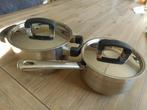 1 kookpan met deksel/ 1 steelpan met deksel. BK. 19 cm/17 cm, Pannenset, Ophalen of Verzenden, Zo goed als nieuw, Rvs