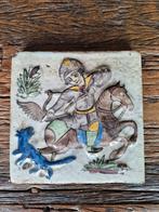 Antieke tegel met ruiter te paard, Antiek en Kunst, Antiek | Wandborden en Tegels, Ophalen