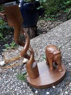 Lampvoet met olifant en met kap tafelamp, Hout, Gebruikt, Ophalen of Verzenden, Afrikaans