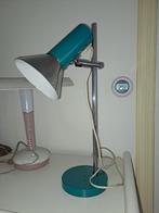 jaren '70 bureaulamp chromen glijstang - turquoise, Vintage jaren '70, Gebruikt, Ophalen of Verzenden, Metaal