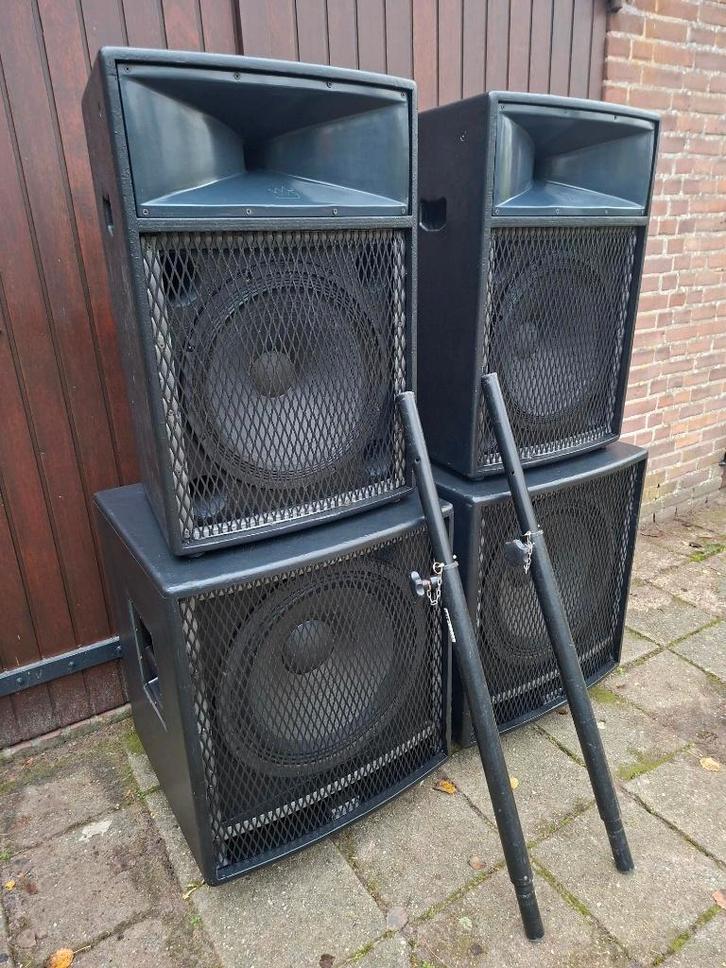Professionele Master Audio PA geluidsset: 2xTop/2xSub., Muziek en Instrumenten, Versterkers | Keyboard, Monitor en PA, Gebruikt