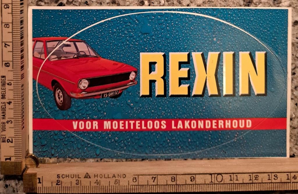 Vintage sticker Rexin voor moeiteloos lak onderhoud Polo, Verzamelen, Stickers, Zo goed als nieuw, Ophalen of Verzenden