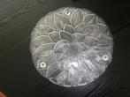 Plateau van glas met bloemprint voor hapjes-kaarsen-kalabas, Huis en Inrichting, Ophalen, Schaal, Rond, Glas