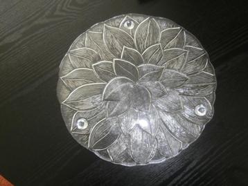 Plateau glas bloemprint decoratie  hapjes-kaarsen-kalebas beschikbaar voor biedingen