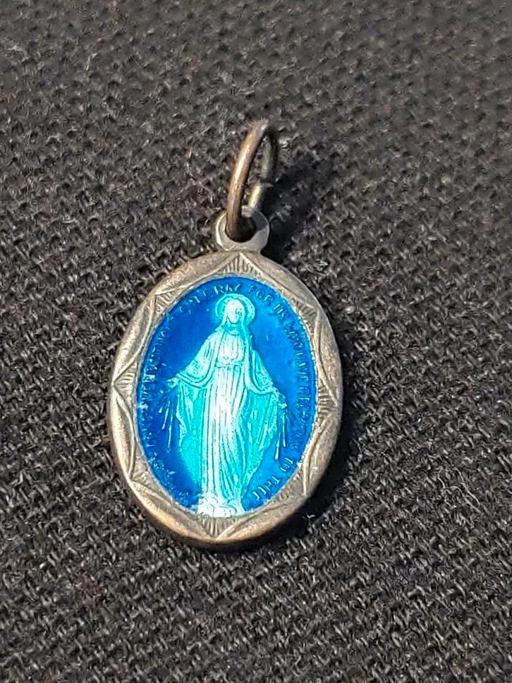 Art Deco religieuze Italy geëmailleerde zilver hanger Maria, Antiek en Kunst, Antiek | Religie, Verzenden