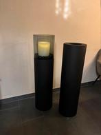 Luxe windlicht op zuil smoke glas, Huis en Inrichting, Woonaccessoires | Zuilen en Pilaren, Ophalen of Verzenden, Zo goed als nieuw