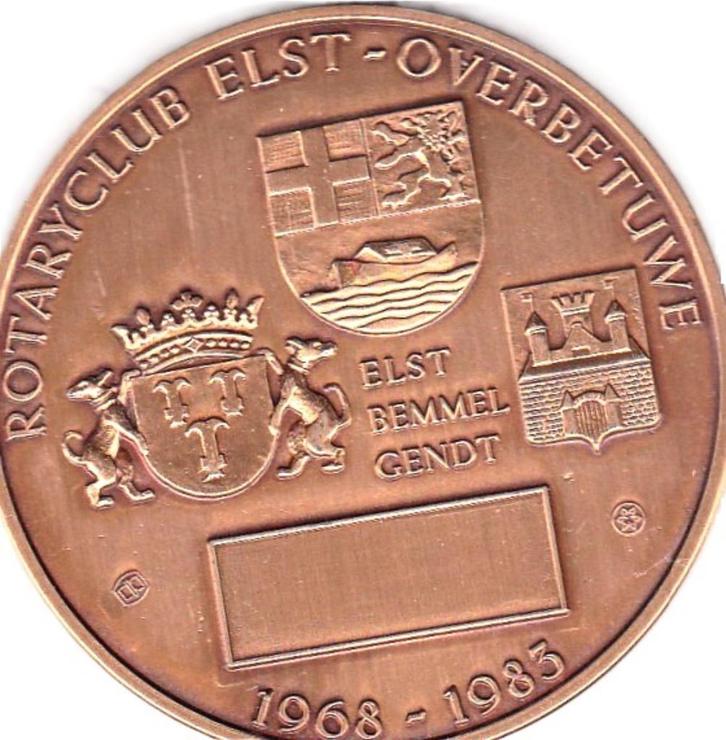 ROTARYCLUB ELST - OVERBETUWE 1968 -1983, Postzegels en Munten, Penningen en Medailles, Overige materialen, Verzenden