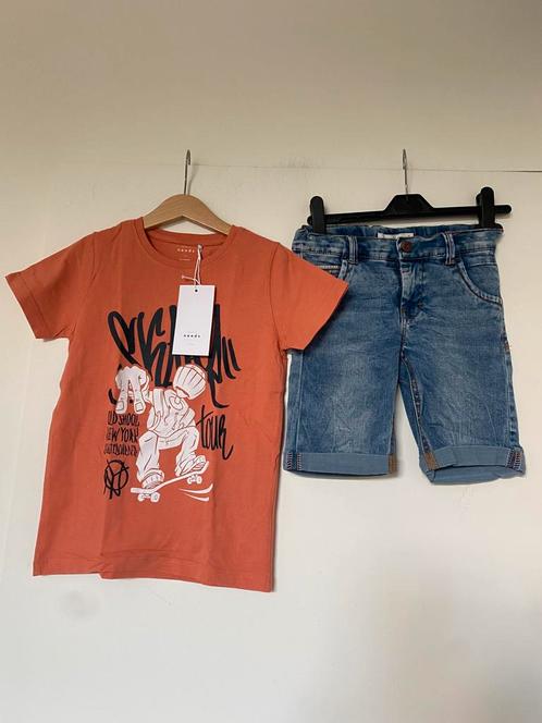 Name it stretch jeans en shirt vrijwel nieuw maat 122, Kinderen en Baby's, Kinderkleding | Maat 122, Zo goed als nieuw, Jongen