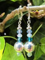 Oorbellen Margret kristalglas facet-kralen verzilverd, Sieraden, Tassen en Uiterlijk, Oorbellen, Hangers, Blauw, Nieuw, Zilver