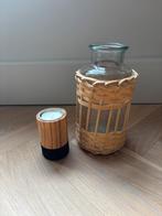 Rattan vase and candle holder, Overige materialen, Ophalen of Verzenden, Zo goed als nieuw, Kandelaar