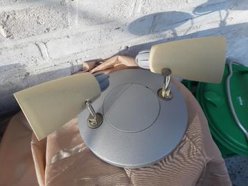 Plafondspot met twee spotten, grijs.