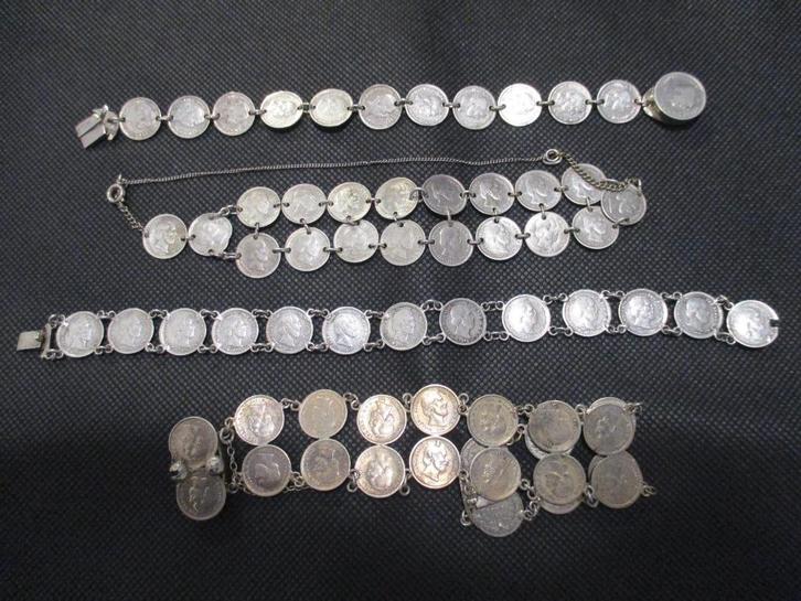 4x ARMBAND zilver - 66 munten Koning Wilhelm III, Sieraden, Tassen en Uiterlijk, Armbanden, Zo goed als nieuw, Zilver, Zilver