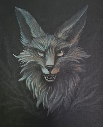 Schilderij vos hoofd chiaroscuro geïnspireerde style beschikbaar voor biedingen
