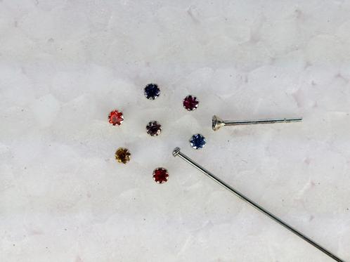 Zilveren Neusknopjes - Neuspiercing - set met 7 kleuren, Sieraden, Tassen en Uiterlijk, Piercings, Nieuw, Neuspiercing, Zilver