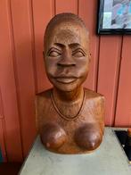 Vintage afrikaanse buste, Antiek en Kunst, Kunst | Beelden en Houtsnijwerken, Ophalen of Verzenden