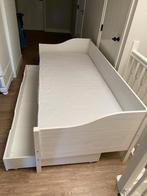 Houten bed / bedbank met bedlade, Huis en Inrichting, Ophalen, 90 cm, Eenpersoons, Wit