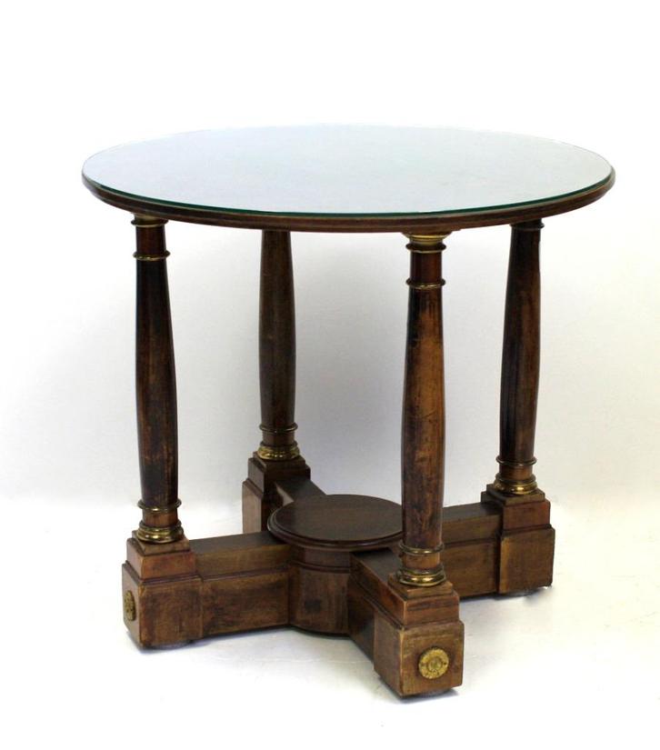 Empire-stijl tafel met zuilen (Fineer+ verguld brons beslag), Antiek en Kunst, Antiek | Meubels | Tafels, Ophalen of Verzenden