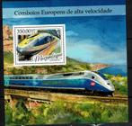 mocambique 2016 pf blok treinen spoorwegen railroad trains 2, Postzegels en Munten, Postzegels | Thematische zegels, Treinen, Ophalen of Verzenden