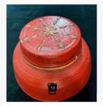 Rode oosterse Chinese bamboe voorraadpot, 20 cm hg x 23 cm, Antiek en Kunst, Ophalen of Verzenden