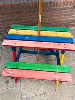 Kleurrijke Kinderpicknicktafel met Parasol, Tuin en Terras, Picknicktafels, Gebruikt, Rechthoekig, Hout, Ophalen